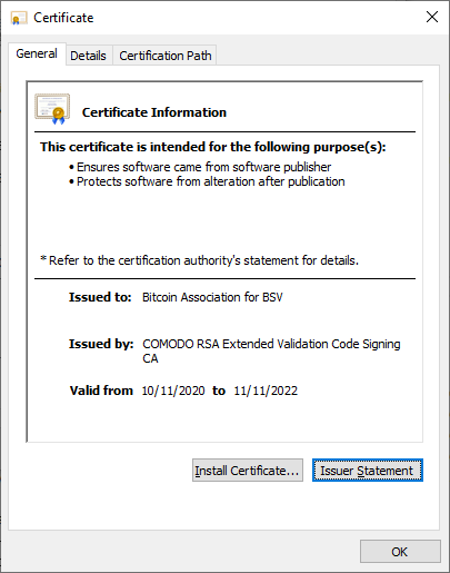 The digital certificate.