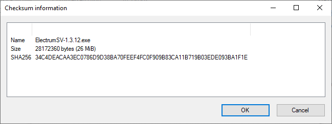 The 7-Zip checksum result